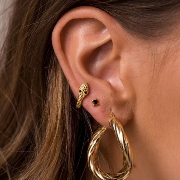 Gold snake small earring - Picture 1 of 3